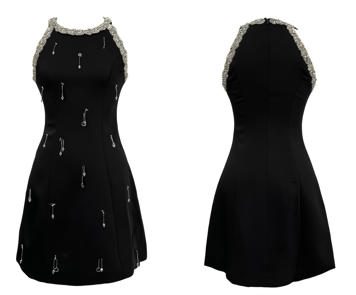 Gilded Halo Sleek Embellished Mini Dress