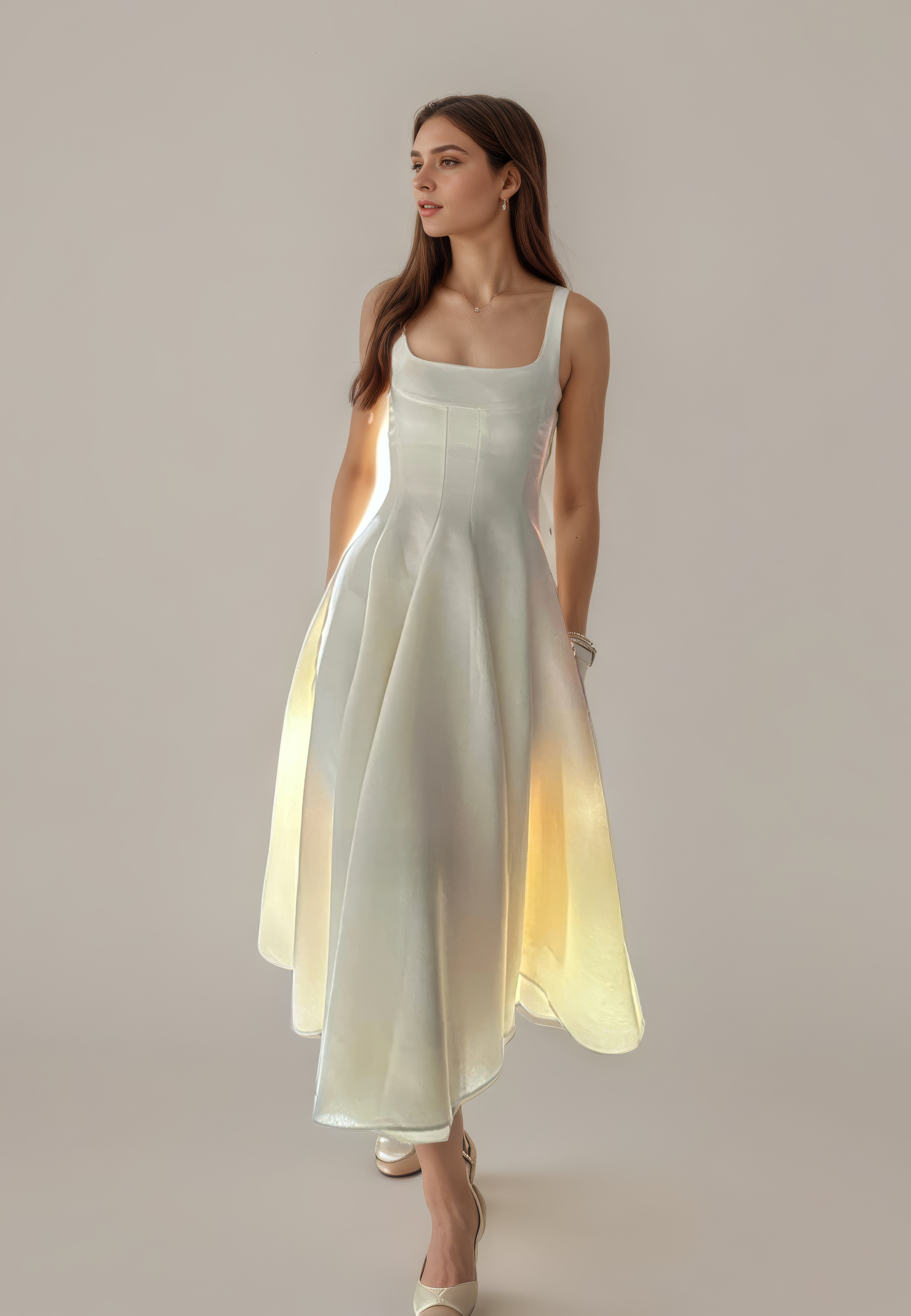 Lumière Silk Grace A-Line Midi Dress