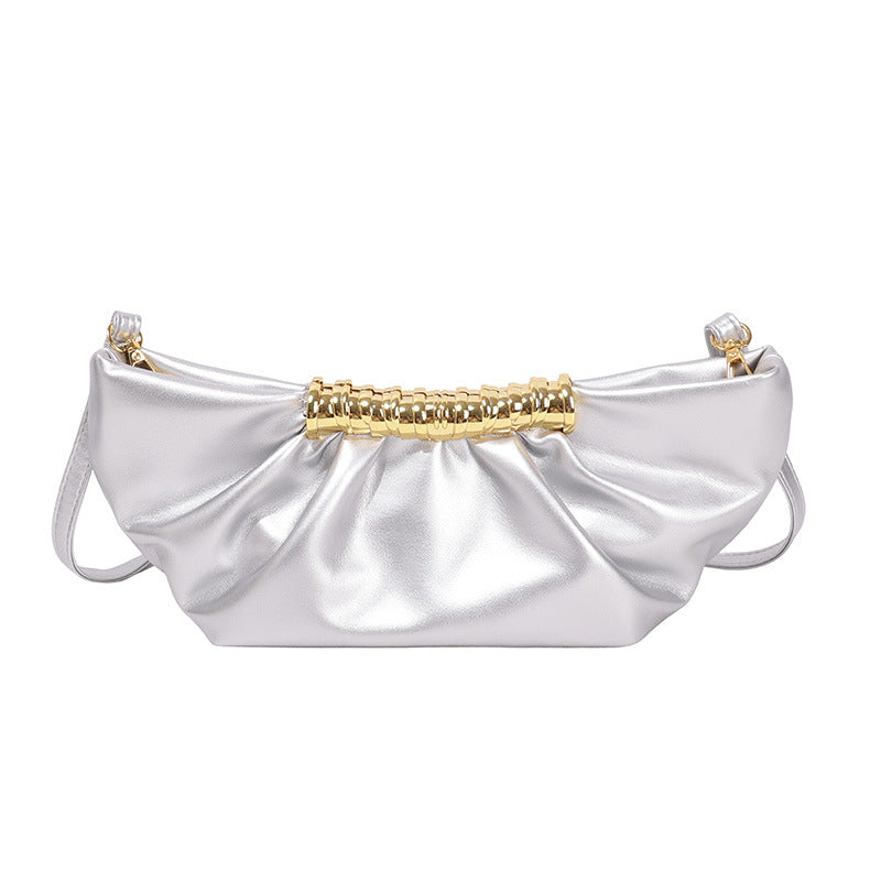 Gabrielle Gold Bar Pleated Cloud Evening Bag - additional view 9
