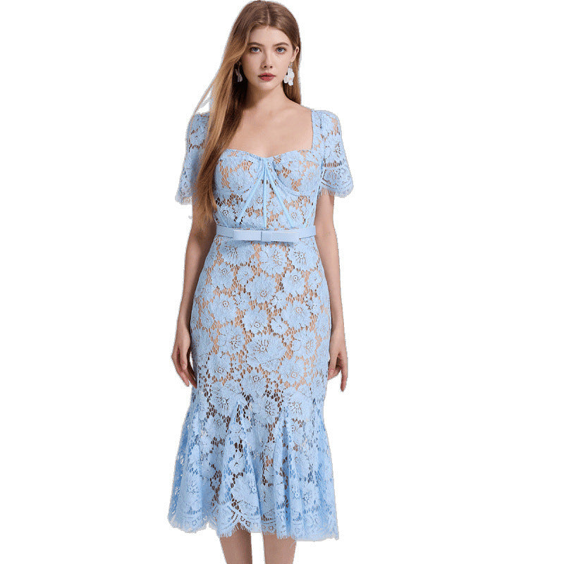 Garance Floral Lace Sweetheart Fishtail Midi Dress - additional view 5