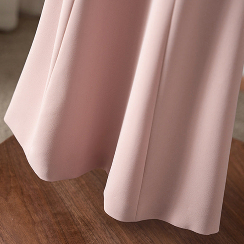 Giselle Black Satin A-Line Dress — fabric and detail