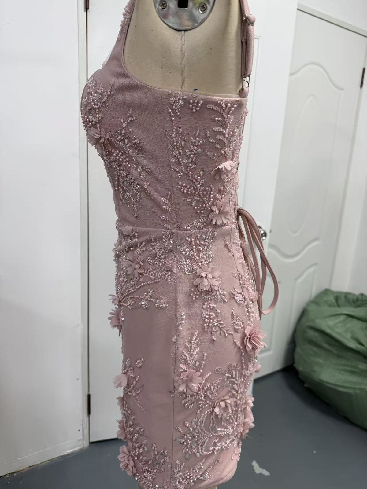 Graziella Mauve Beaded Floral Corset Mini Dress - photo 3 | Orabella