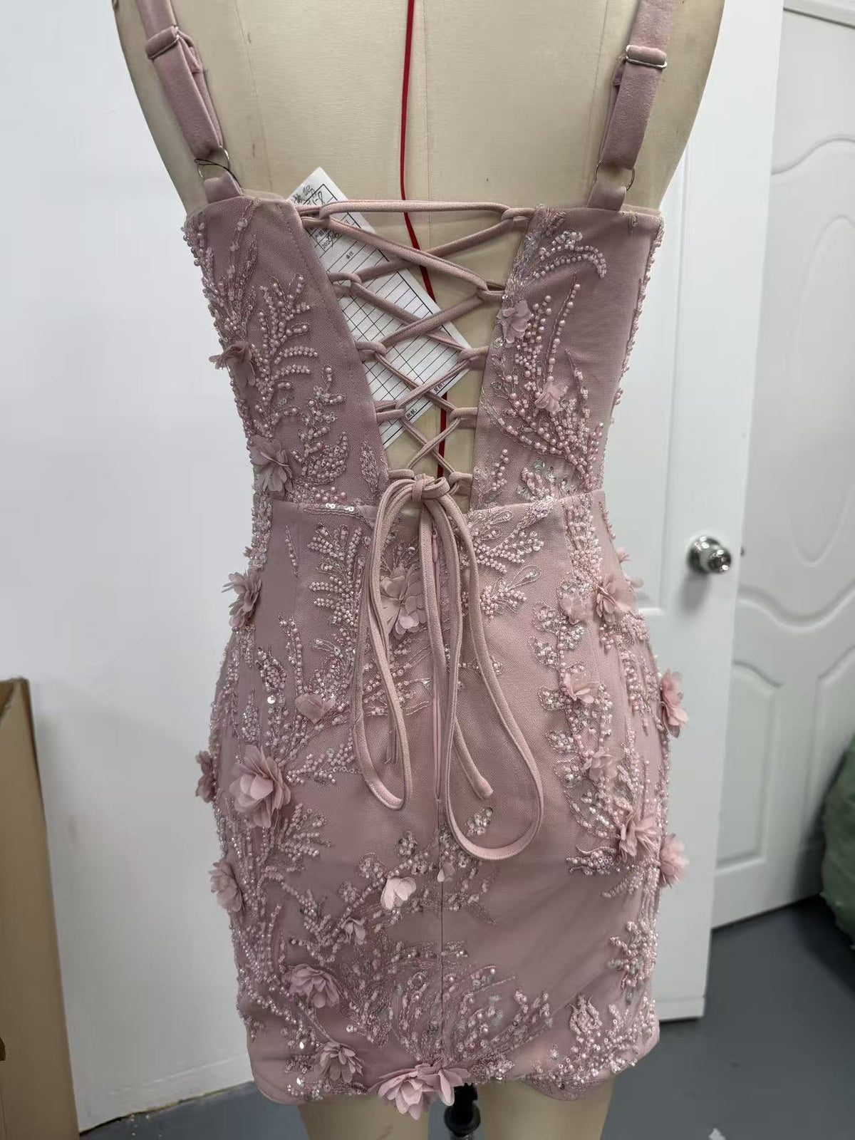 Graziella Mauve Beaded Floral Corset Mini Dress - photo 4 | Orabella