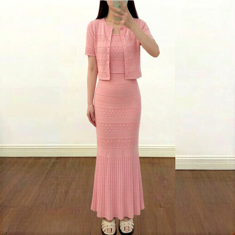 Isabeau Beaded Knit Cardigan Maxi Dress Set - additional view 7