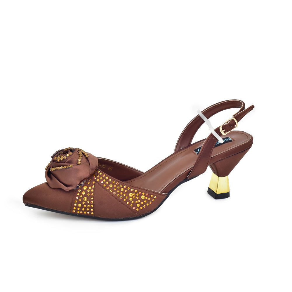 Italian Handmade Appliqué Mid-Heel Shoes & Dinner Bag Set — color reference