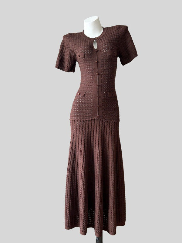 Jolanda Pointelle Knit Button-Front Maxi Dress - additional view 4