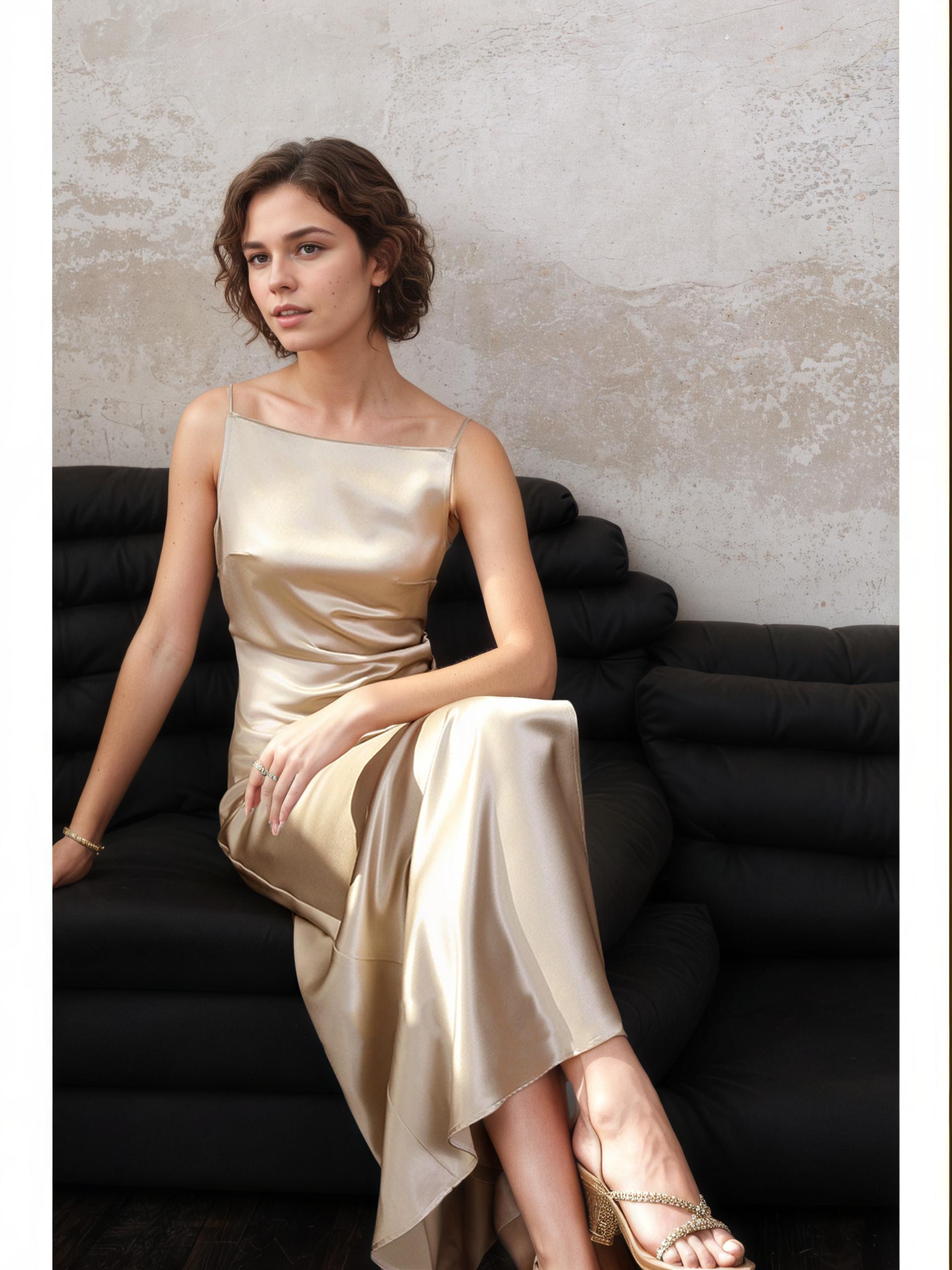 Juliette Couture-Feel Premium Acetate Long Dress — front view
