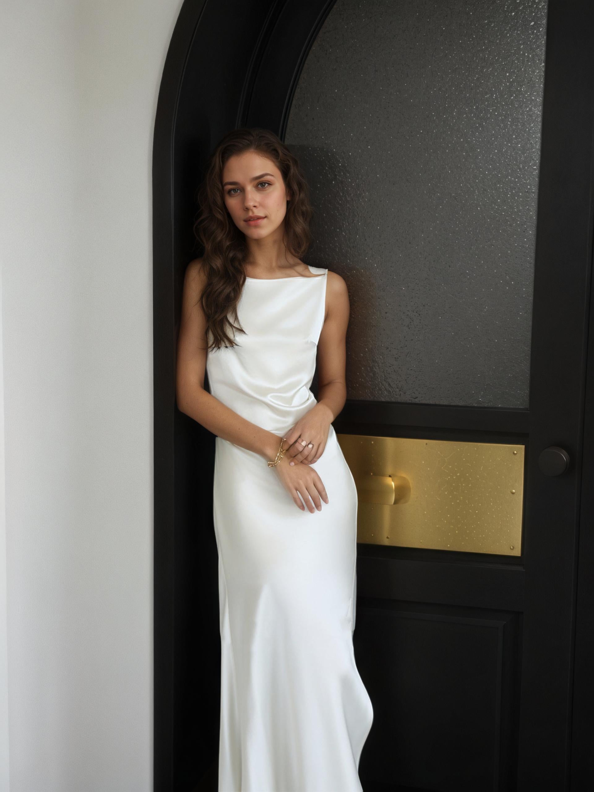 Juliette Couture-Feel Premium Acetate Long Dress — back view