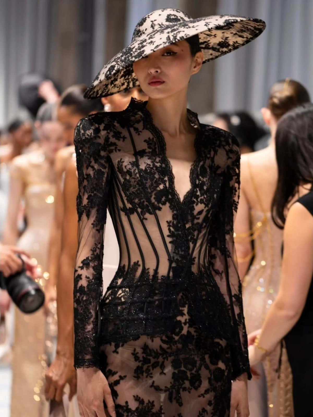 Katia Black Lace Corset Jacket and Pencil Skirt Set - photo 2 | Orabella