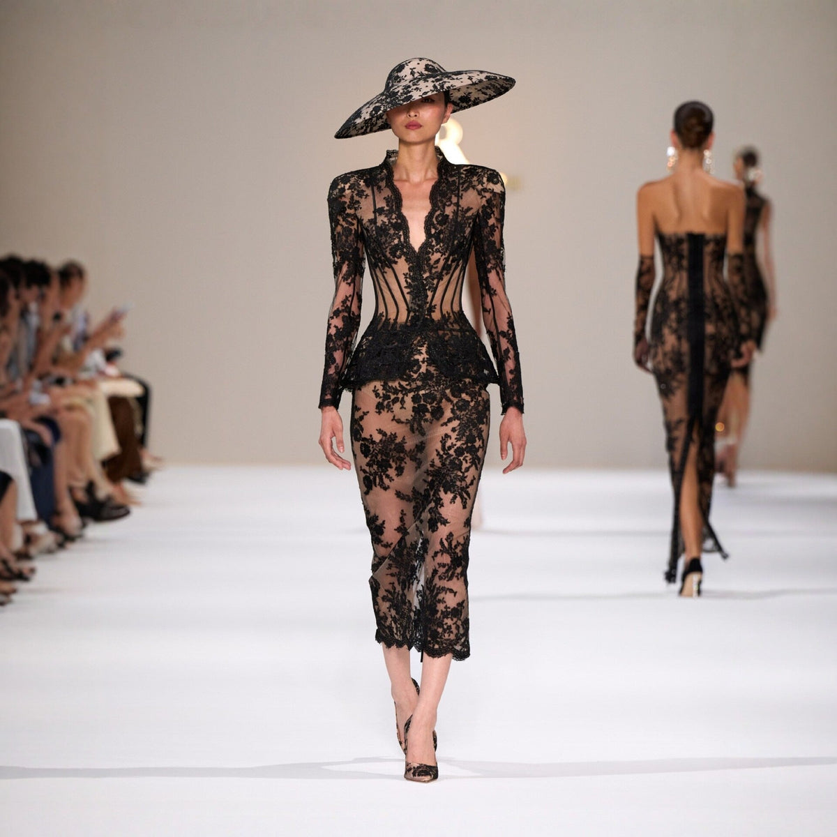 Katia Black Lace Corset Jacket and Pencil Skirt Set - photo 6 | Orabella
