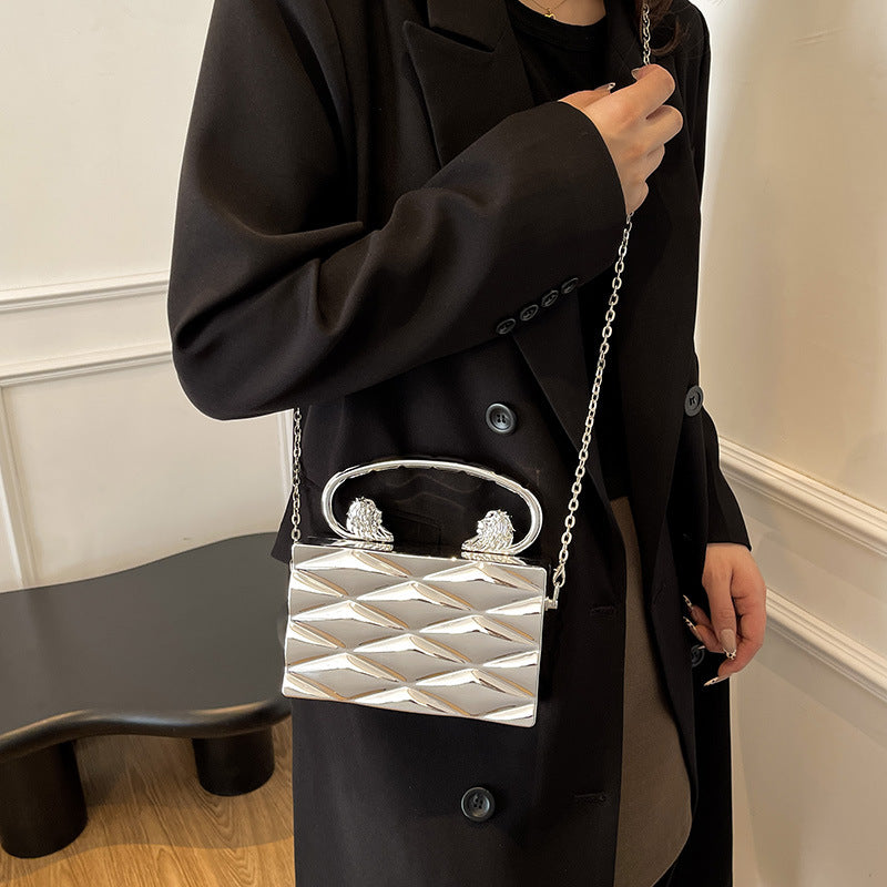 Retro Box Chain Crossbody Bag — fabric and detail
