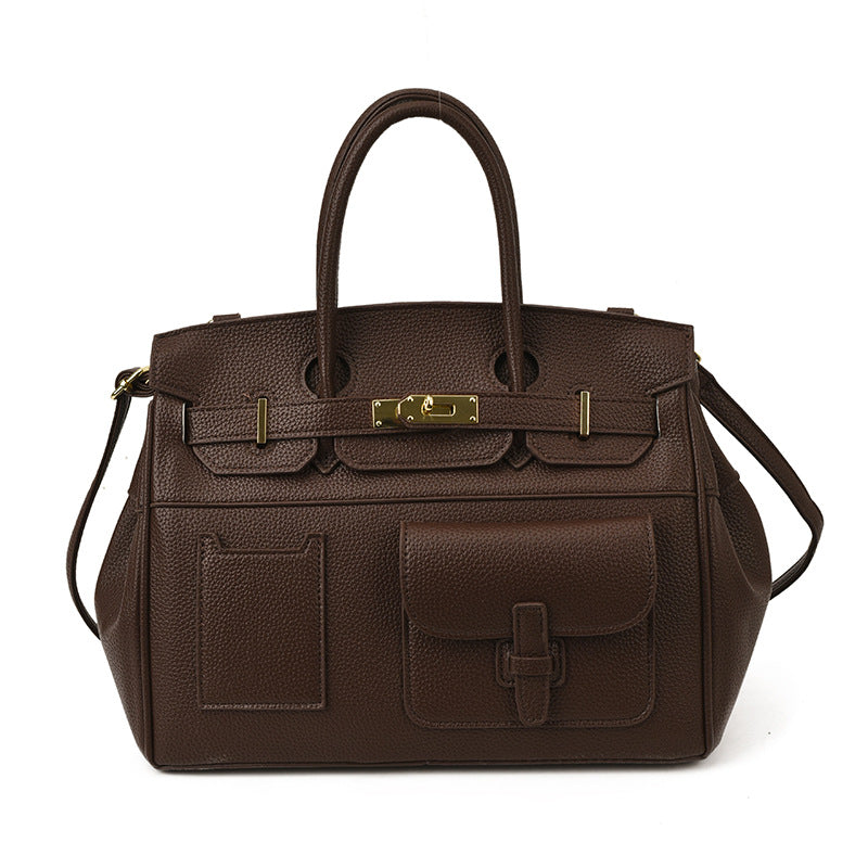 Large Italian-Inspired Capacity Tote Bag — neckline detail