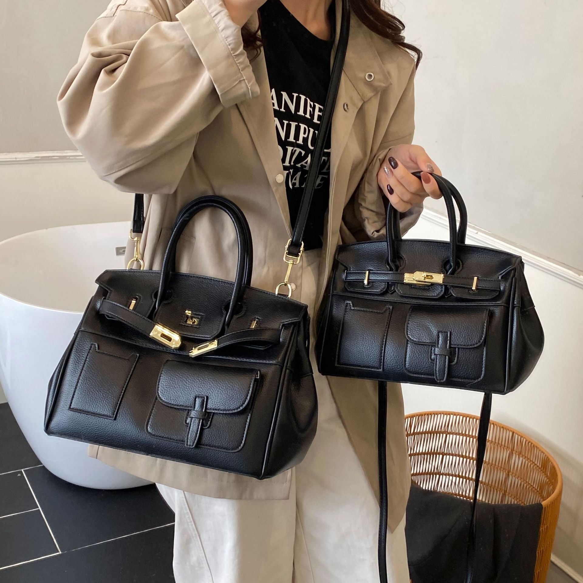 Large Italian-Inspired Capacity Tote Bag — styled look