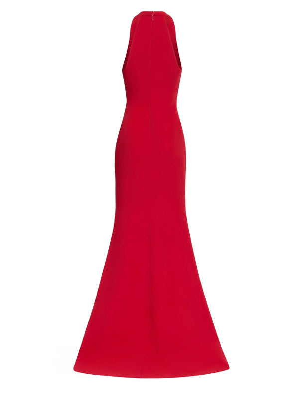 Liliane Red Halterneck Bow-Waist Mermaid Gown - additional view 4