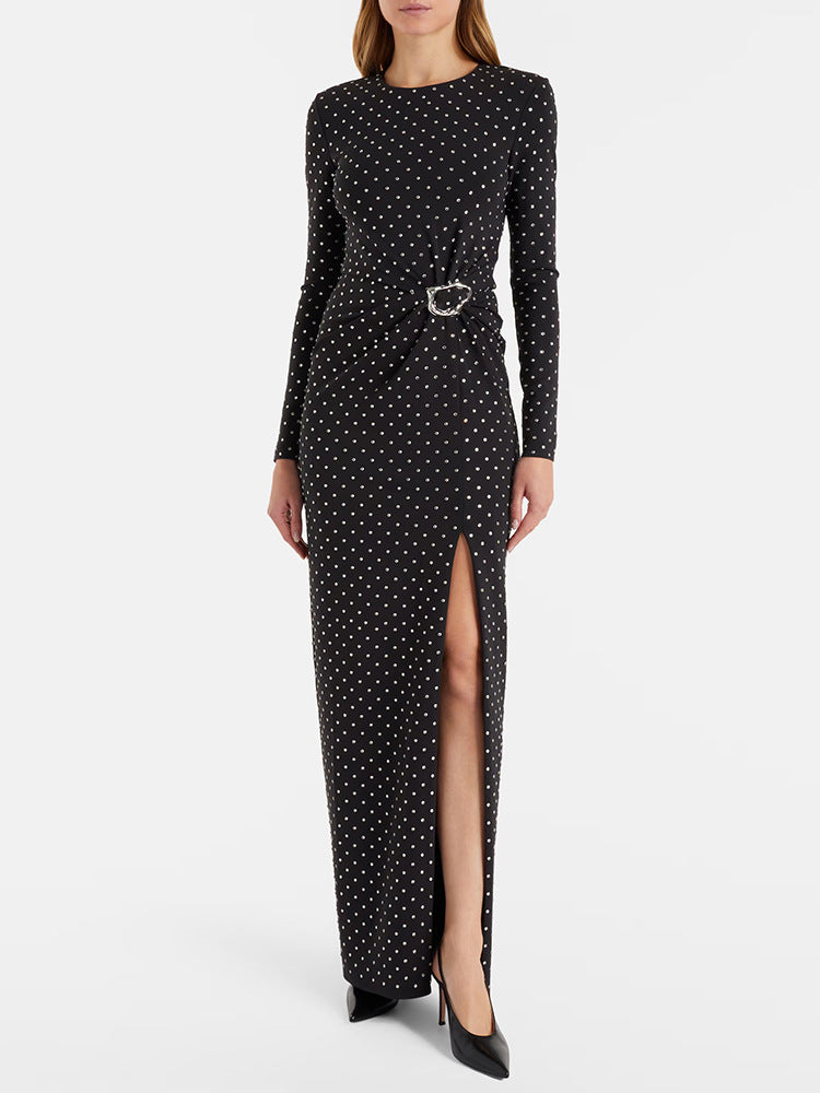 Long-Sleeve Diamond Evening Gown — styled look