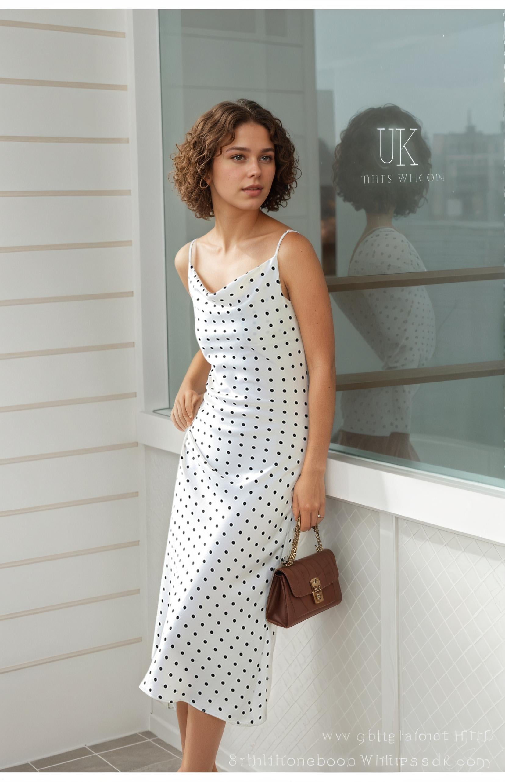 Lucille Diagonal Acetate Polka Dot Summer Dress — back view