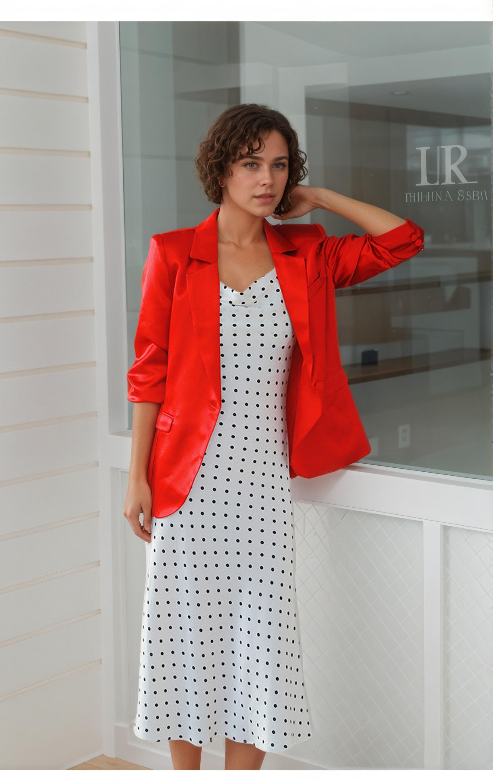 Lucille Diagonal Acetate Polka Dot Summer Dress — side view