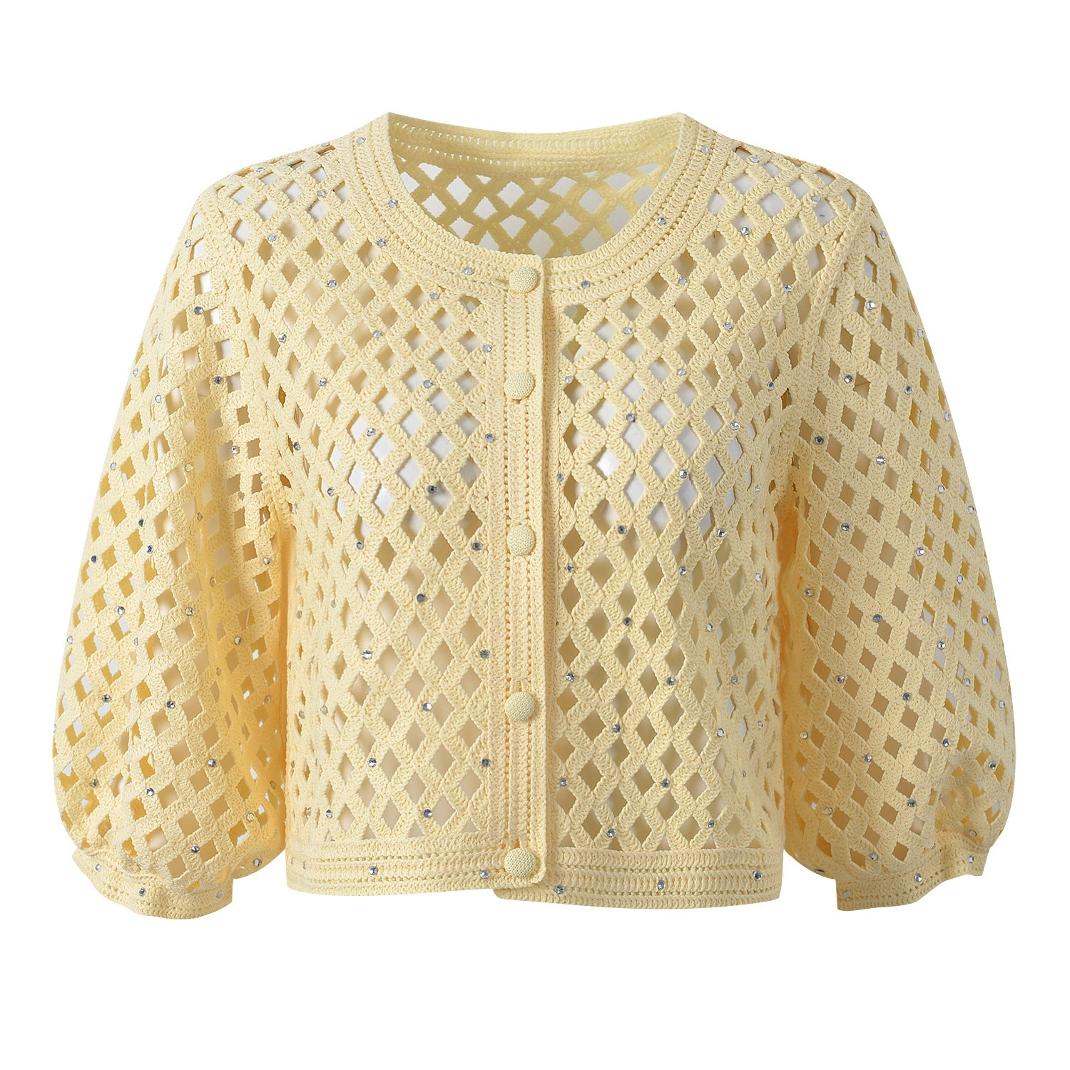 Maribel Crystal Studded Open-Knit Cardigan & Maxi Dress - additional view 6