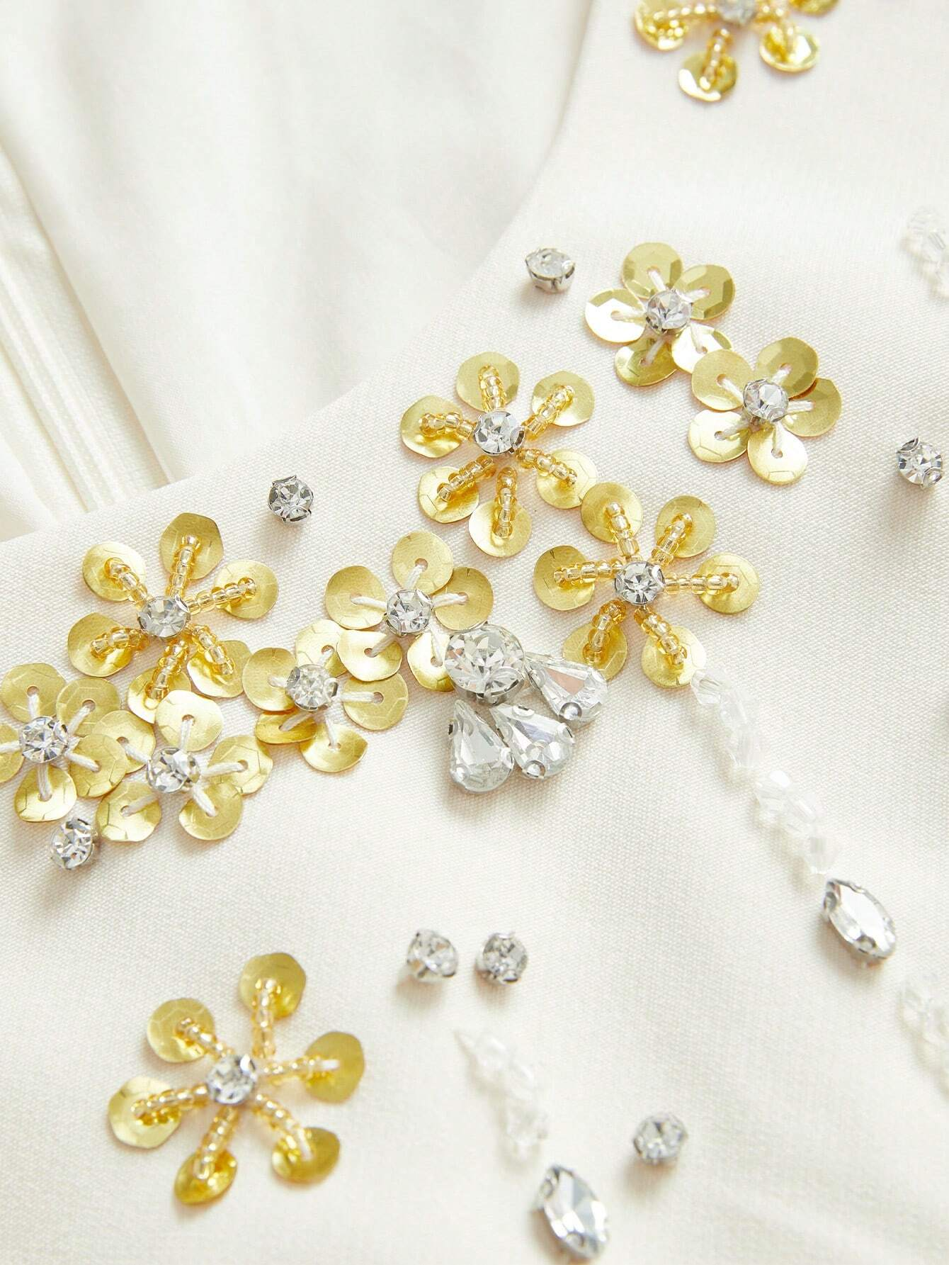 Aveline Crystal Cascade Embellished Evening Mini Dress