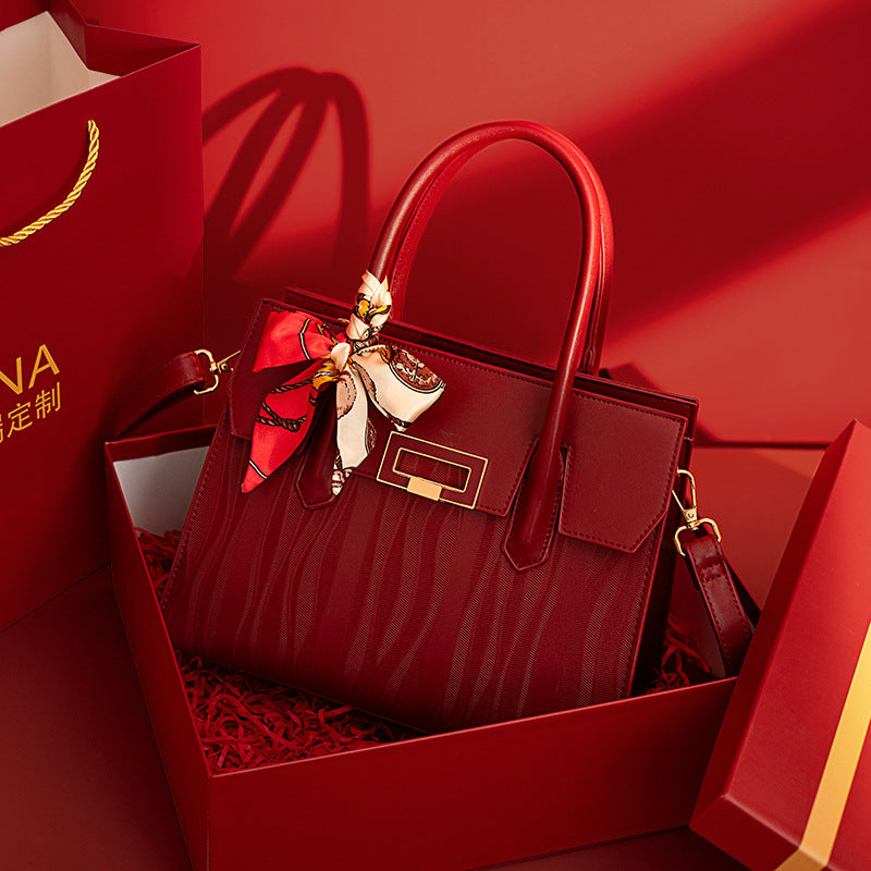 Luna Signature Structured Handbag — fabric and detail
