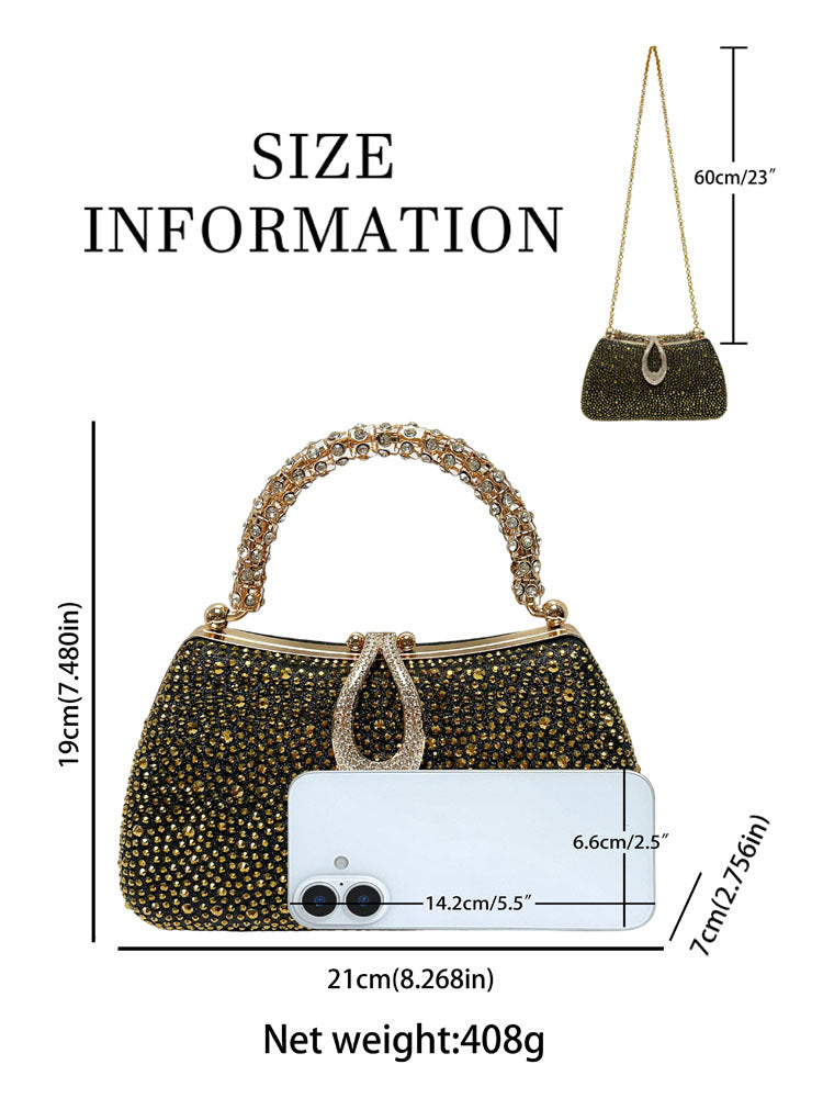 Rhinestone-Covered Evening Bag with Crystal Handle — back view