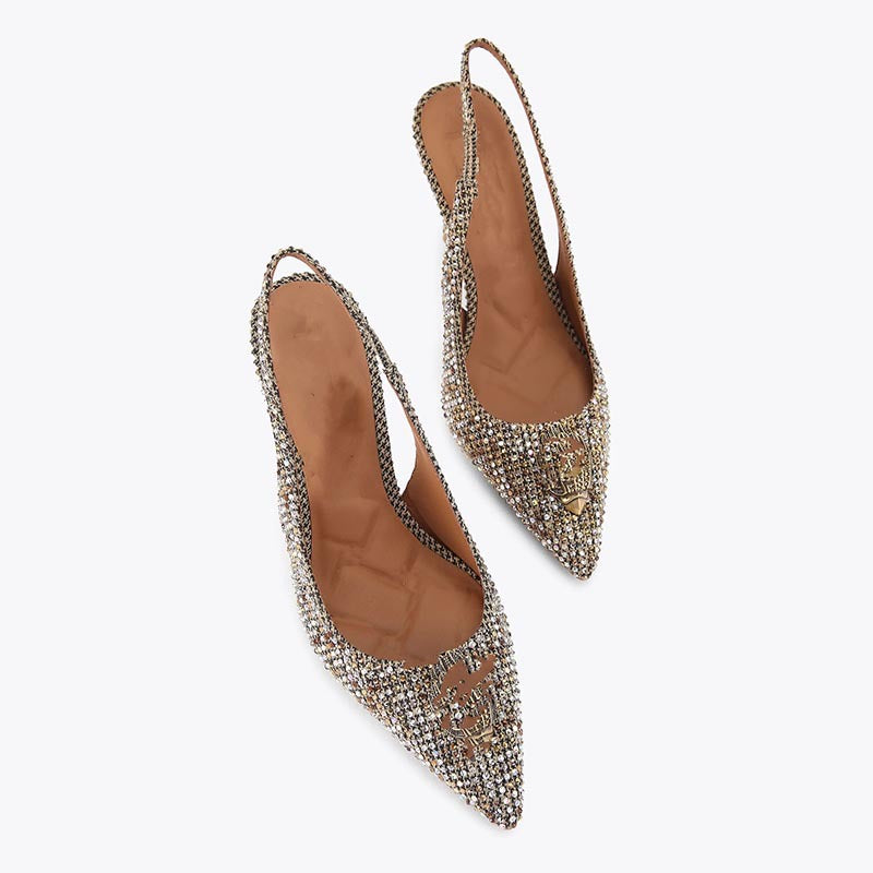 Orabella Jewel Pointed Slingback Heels — front view