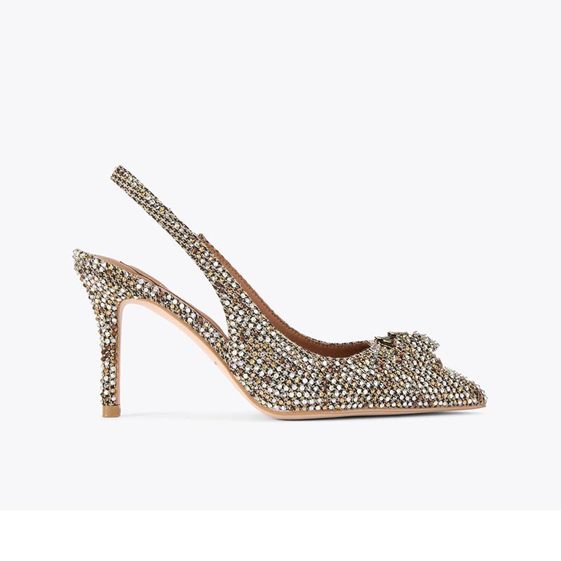 Orabella Jewel Pointed Slingback Heels — full length