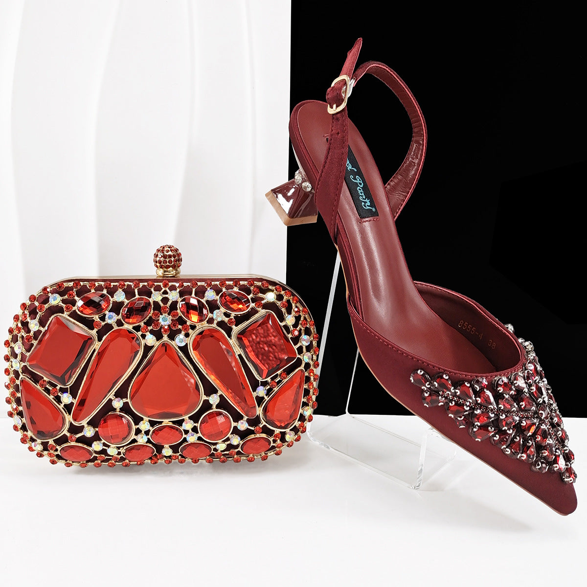 Orabella Noir Crystal Clutch & Slingback Heel Set — silhouette