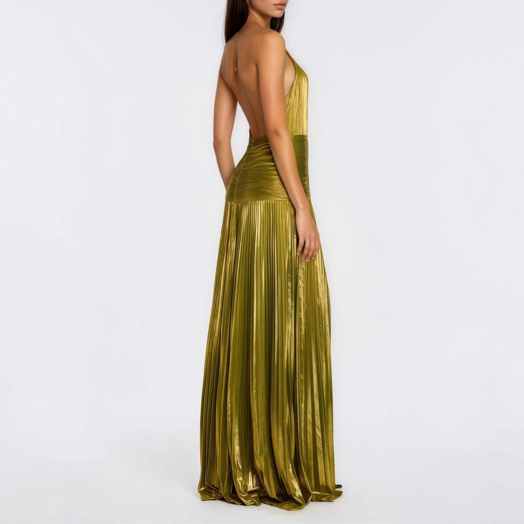 Paloma Pink Halterneck Maxi Dress — fabric and detail