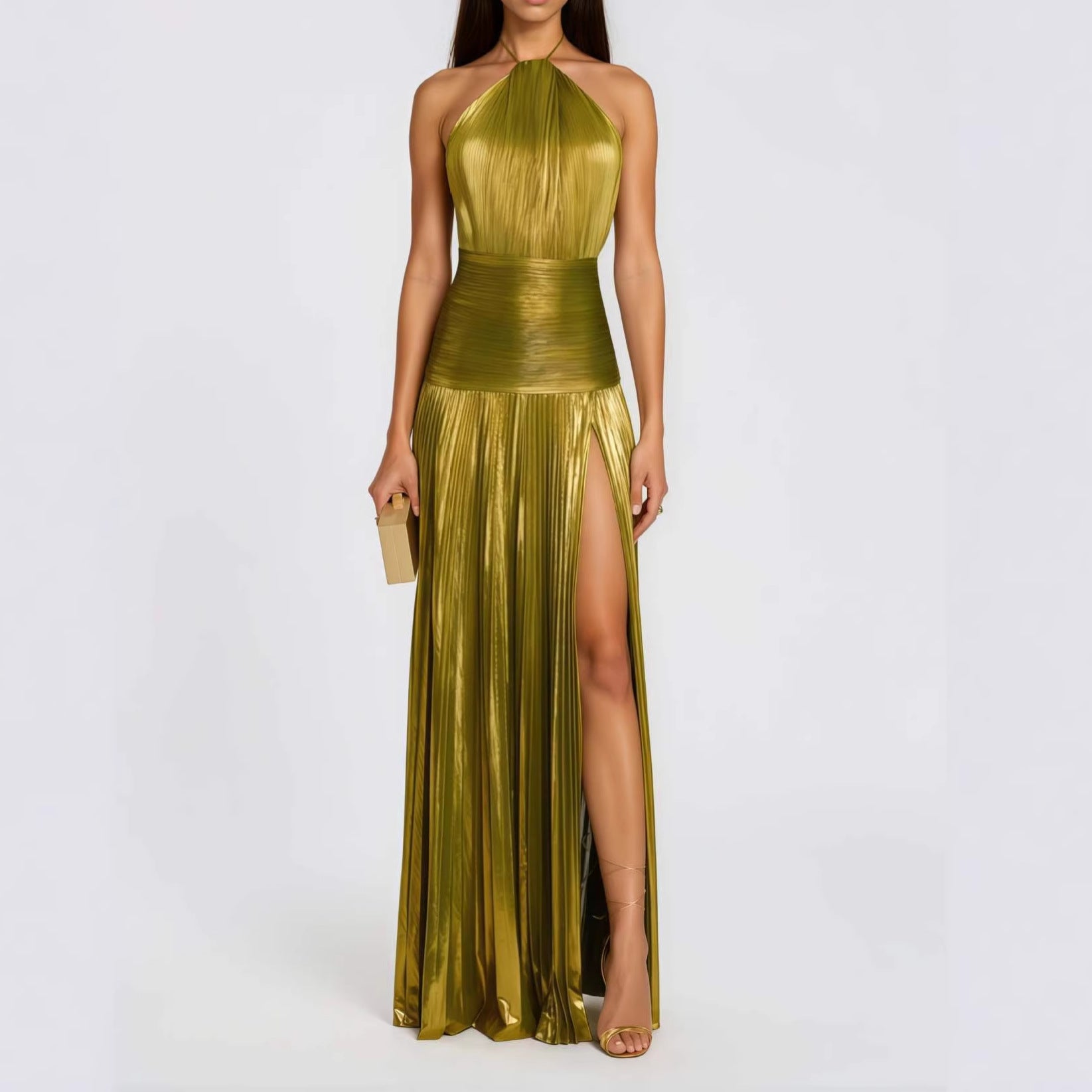 Paloma Pink Halterneck Maxi Dress — side view