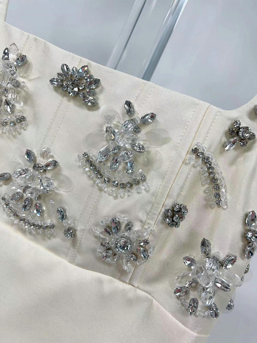 Ivory Crystal Charm Mini Dress