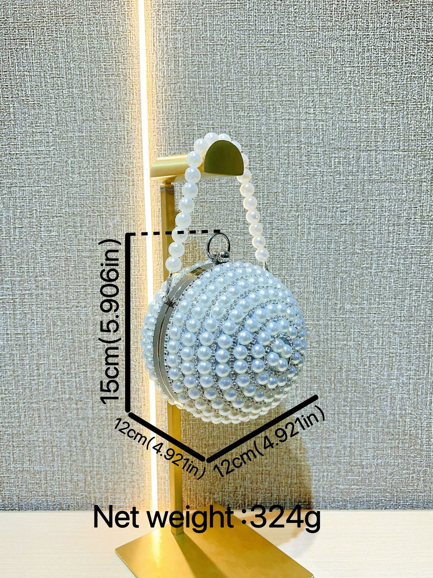 Pearl-Encrusted Italian-Inspired Spherical Evening Bag — back view