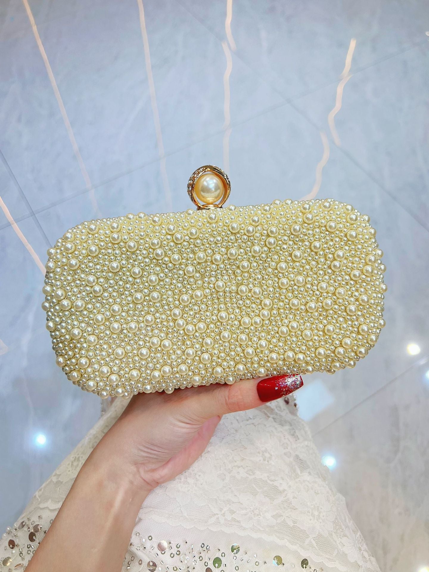 Pearl Italian-Inspired Clutch Evening Bag — front view