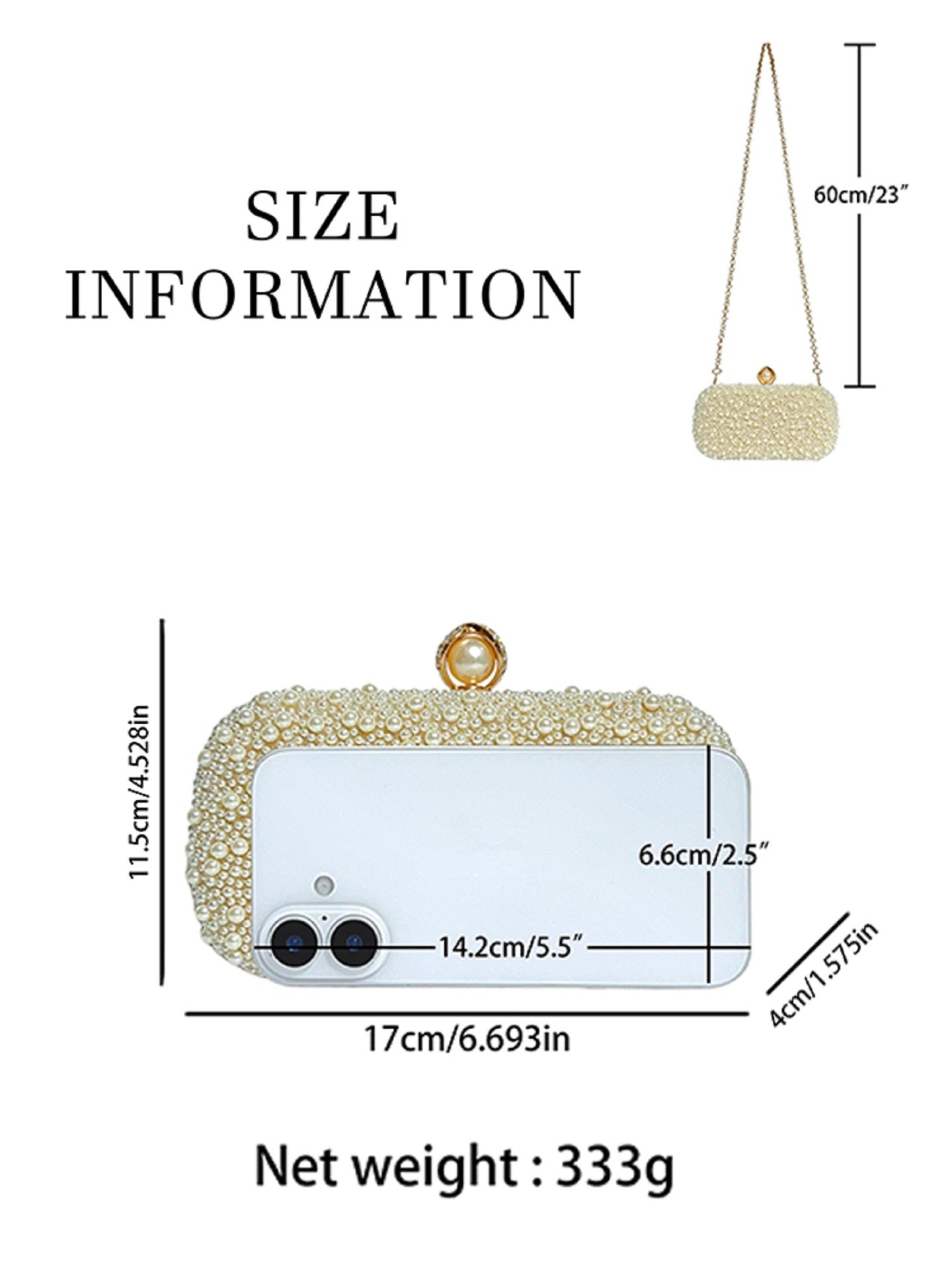 Pearl Italian-Inspired Clutch Evening Bag — back view