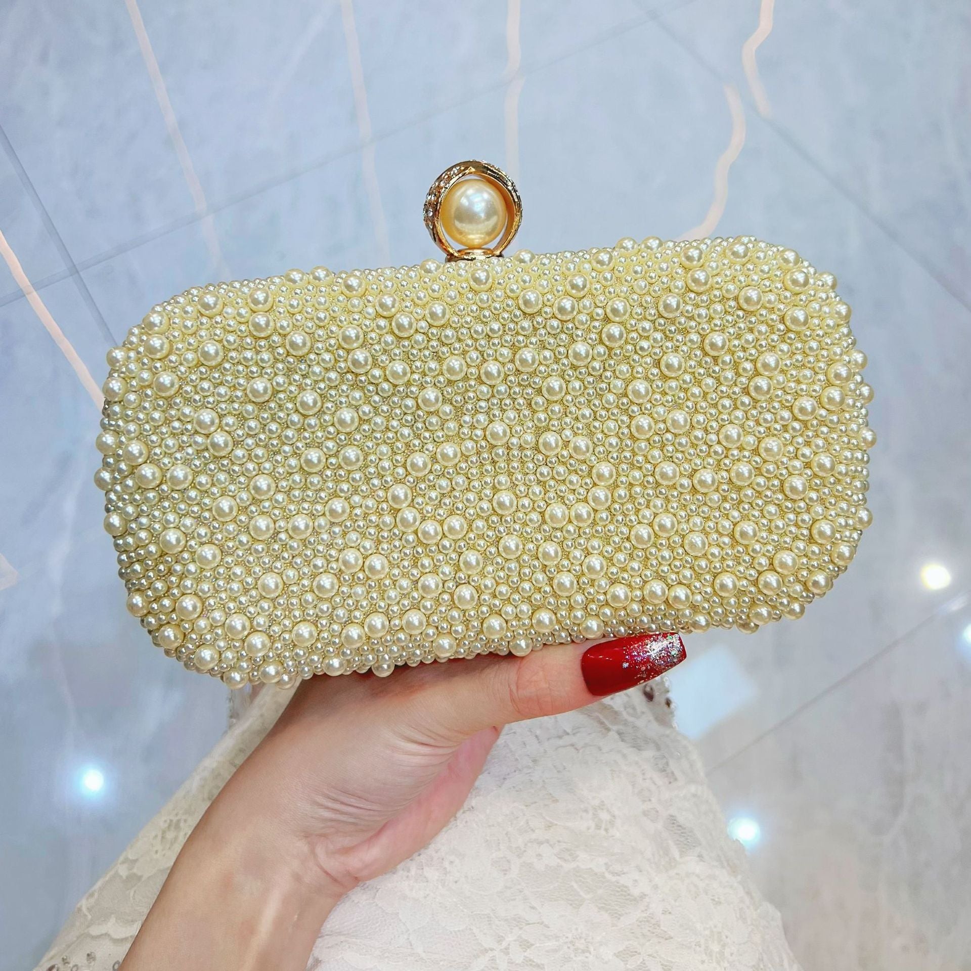 Pearl Italian-Inspired Clutch Evening Bag — side view