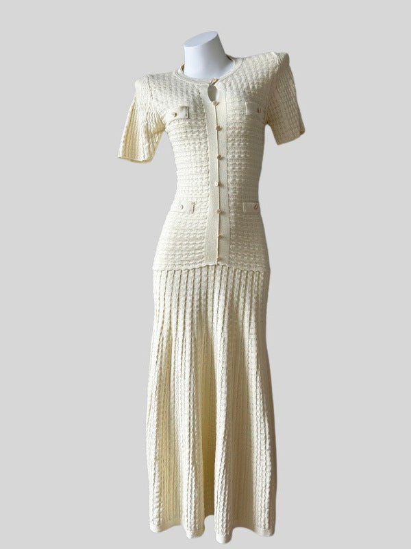Penelope Textured Knit Button-Front Maxi Dress - additional view 4
