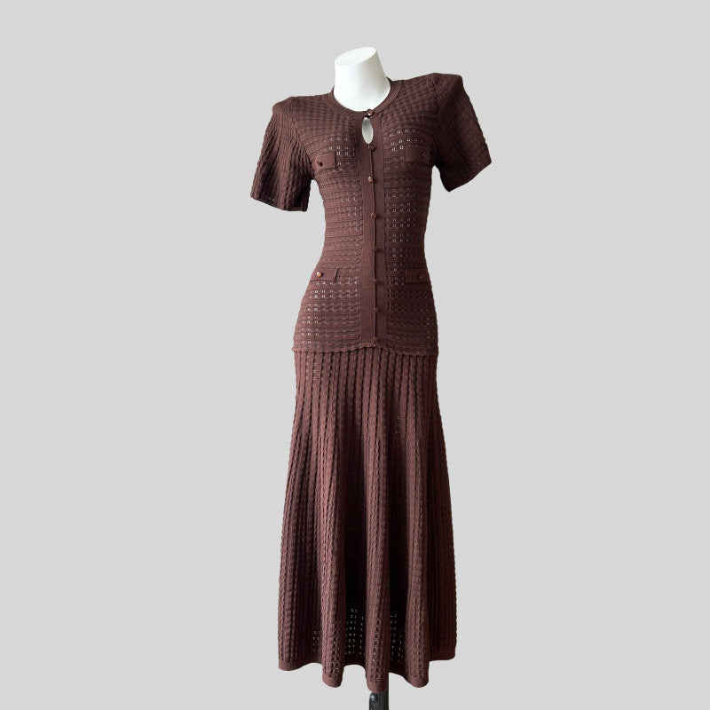 Penelope Textured Knit Button-Front Maxi Dress - additional view 6