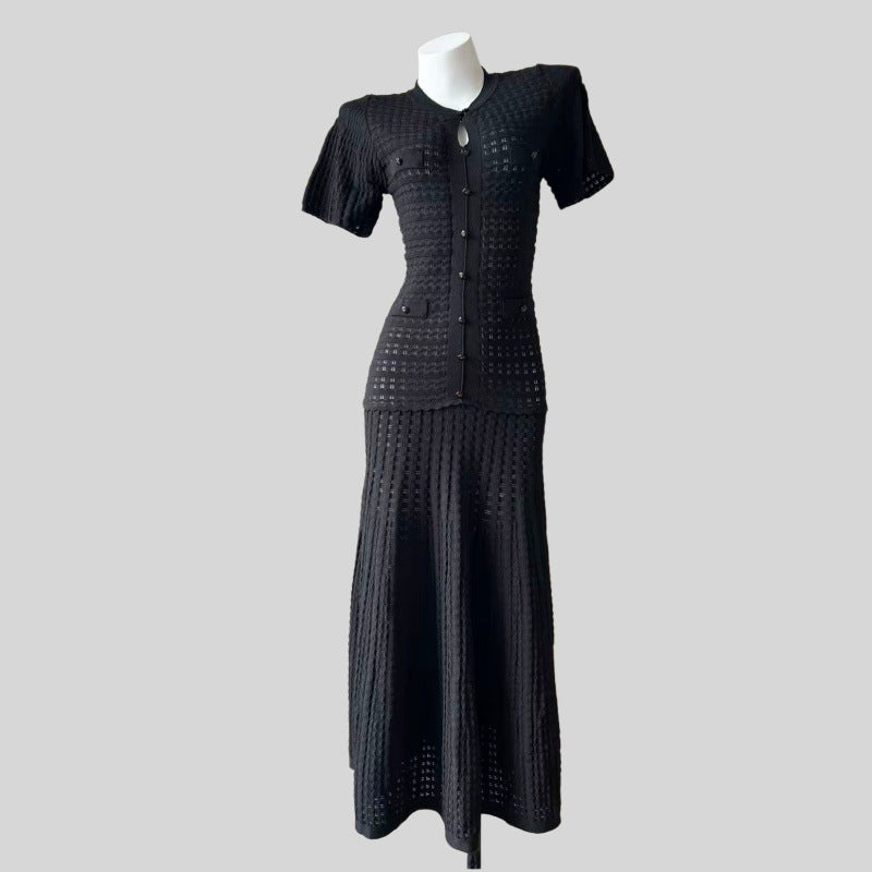 Penelope Textured Knit Button-Front Maxi Dress - additional view 7