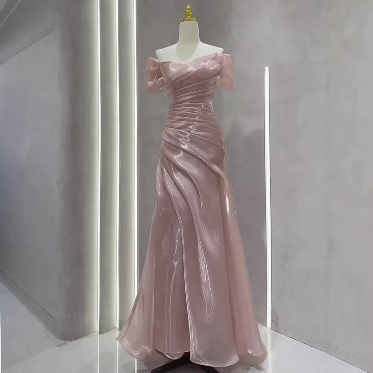 Ariadne One-Shoulder Floor-length Wedding Gown — front view