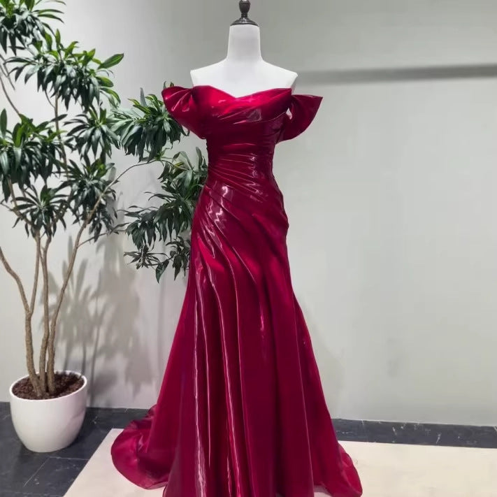 Ariadne One-Shoulder Floor-length Wedding Gown — fabric and detail