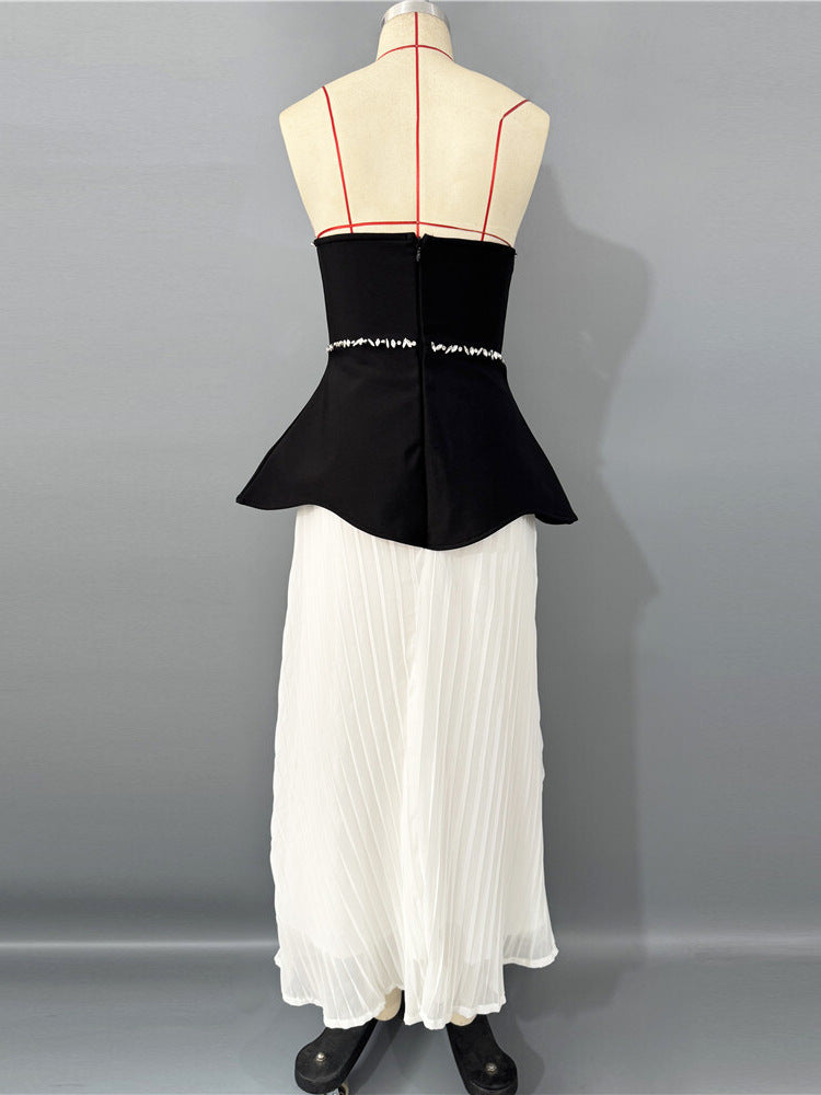 Portia Apricot Strapless Evening Gown — fabric and detail