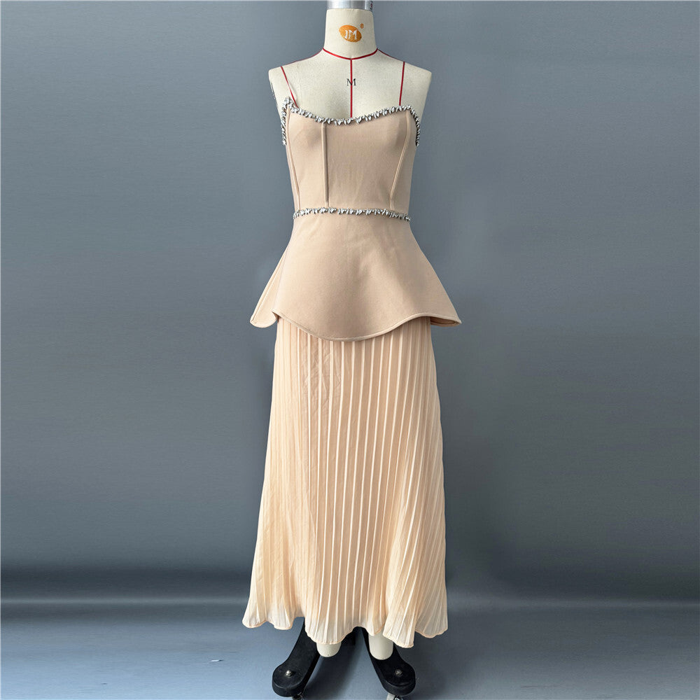 Portia Apricot Strapless Evening Gown — back view