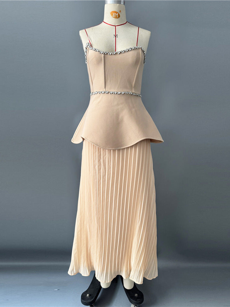 Portia Apricot Strapless Evening Gown — side view
