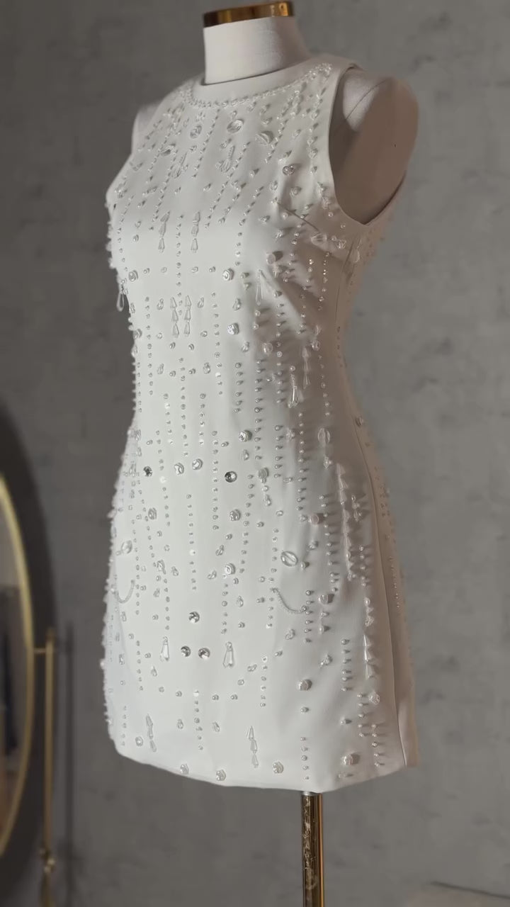 Starlit Dewdrop Embellished Mini Dress