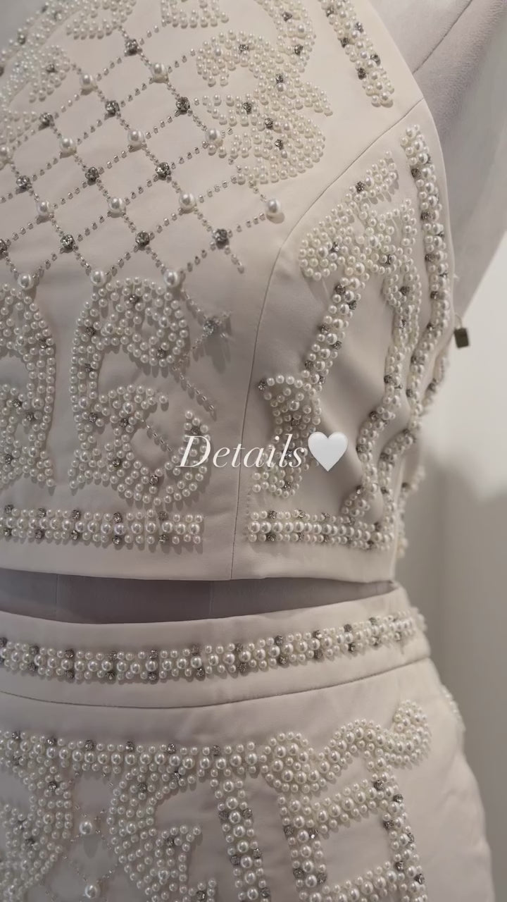 Sculpted Beadwork Glam Halterneck Mini Dress