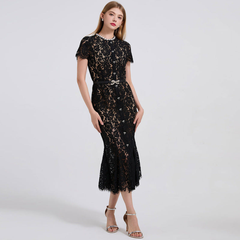 Quintessa Lace Embellished Mermaid Gown — close-up detail