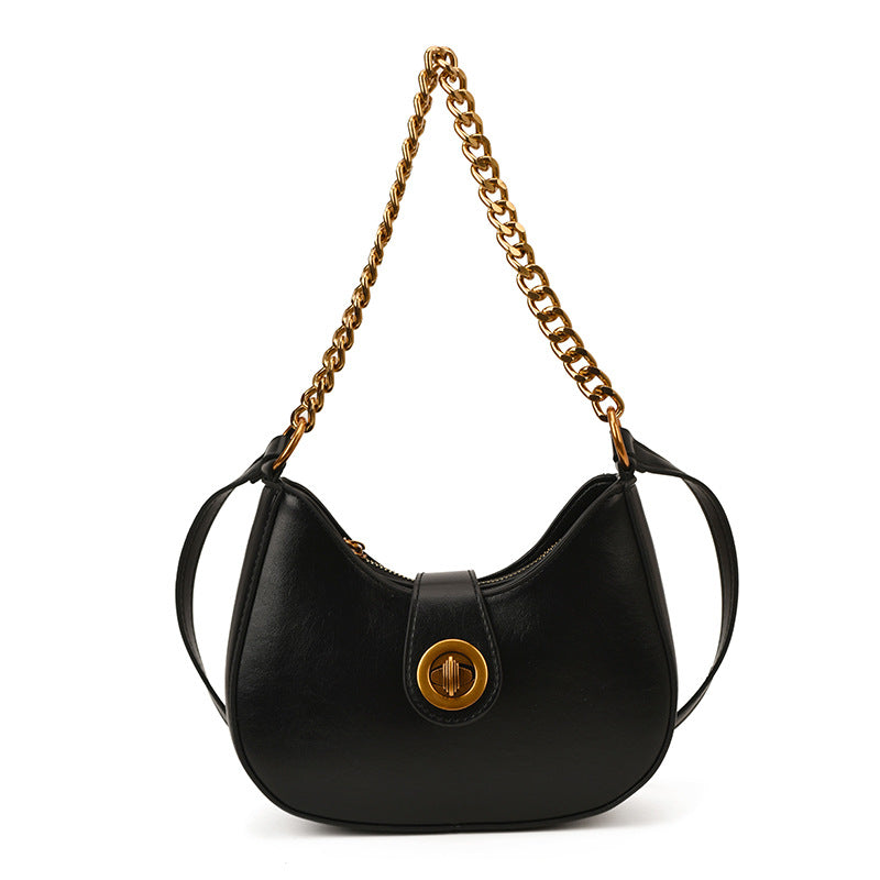 Retro Italian-Inspired Crescent Crossbody Bag — side view