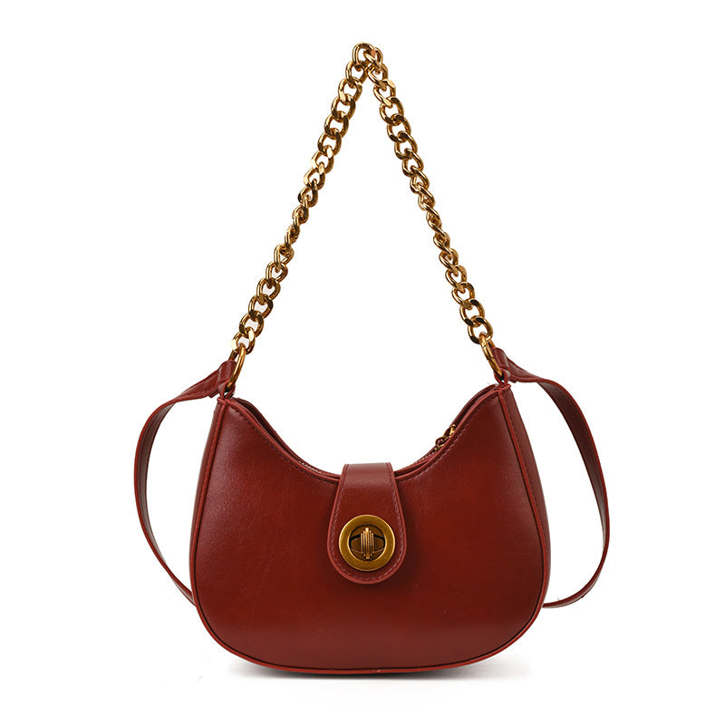 Retro Italian-Inspired Crescent Crossbody Bag — close-up detail
