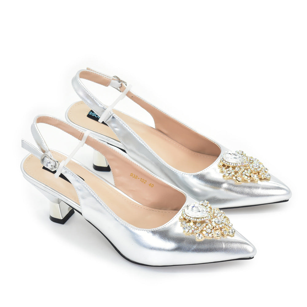 Rhinestone Bridal Pointed-Toe Sandal & Bag Set — silhouette