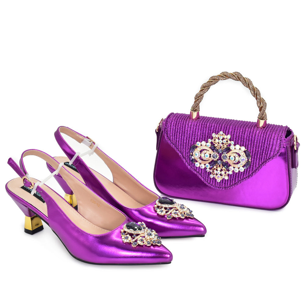Rhinestone Bridal Pointed-Toe Sandal & Bag Set — styled look
